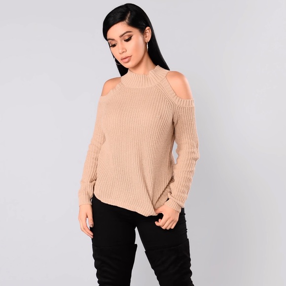 Fashion Nova Cailyn Mock Neck Sweater - Khaki - Picture 1 of 5